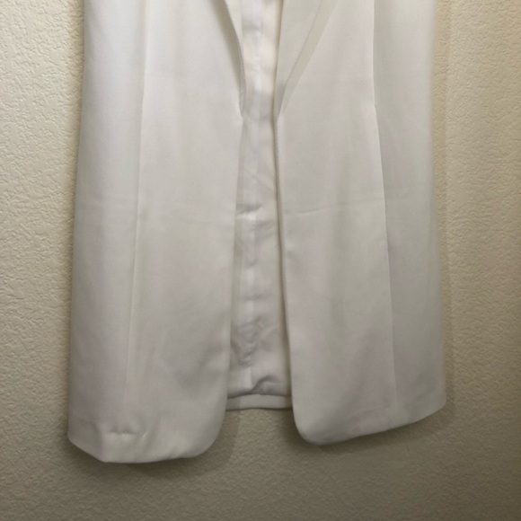 ELLE Small Sleeveless Blazer Jacket Duster Vest Collared Open Front Marshmallow - Picture 7 of 13